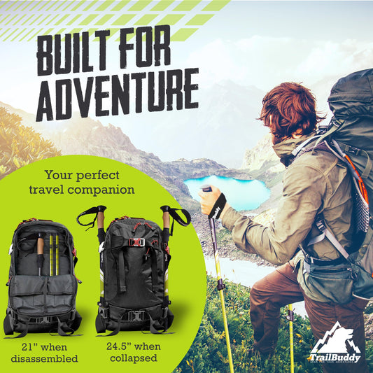 TrailBuddy Trekking Poles – Lightweight 7075 Aluminum Hiking Poles for Women, Men & Seniors – Collapsible or Foldable Walking Sticks for Travel, Trails & Balance