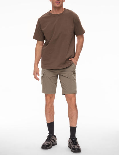 Wespornow Men's Convertible Hiking Pants: 3 in 1 Zip-Off for Travel (Dark Khaki, Large)