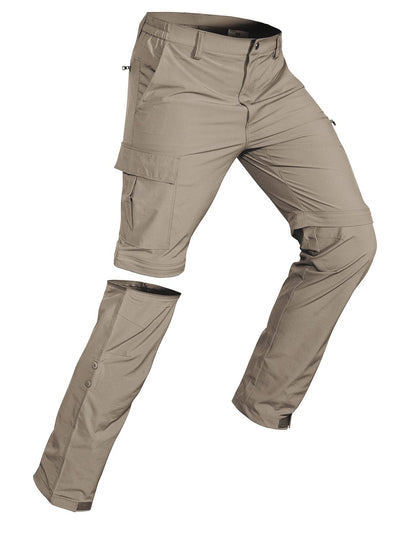 Wespornow Men's Convertible Hiking Pants: 3 in 1 Zip-Off for Travel (Dark Khaki, Large)