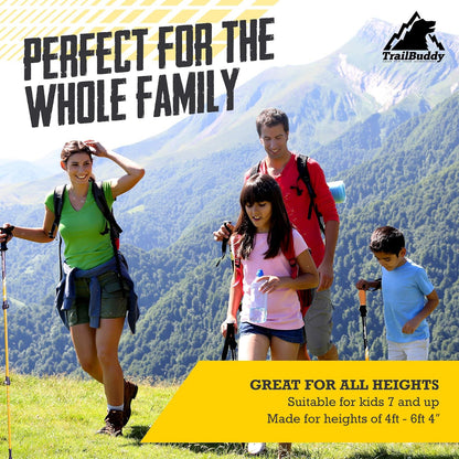 TrailBuddy Trekking Poles – Lightweight 7075 Aluminum Hiking Poles for Women, Men & Seniors – Collapsible or Foldable Walking Sticks for Travel, Trails & Balance