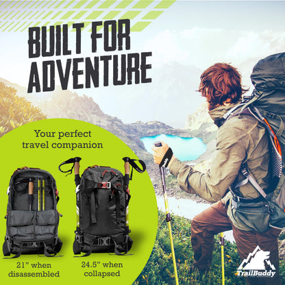 TrailBuddy Trekking Poles – Lightweight 7075 Aluminum Hiking Poles for Women, Men & Seniors – Collapsible or Foldable Walking Sticks for Travel, Trails & Balance